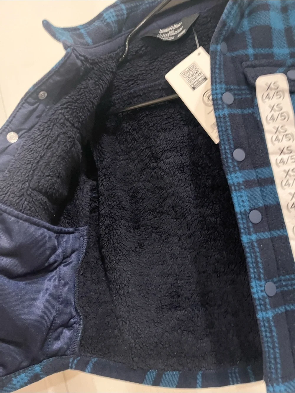 Blue and Navy Plaid Fleece Jacket With Soft Inside